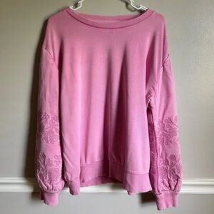 Wonderly Pink Sweatshirt with Embroidered Sleeves